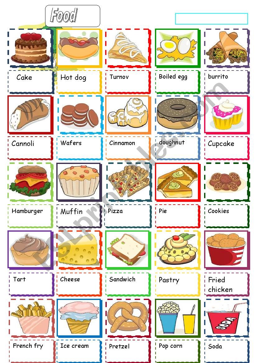 food pictionary worksheet