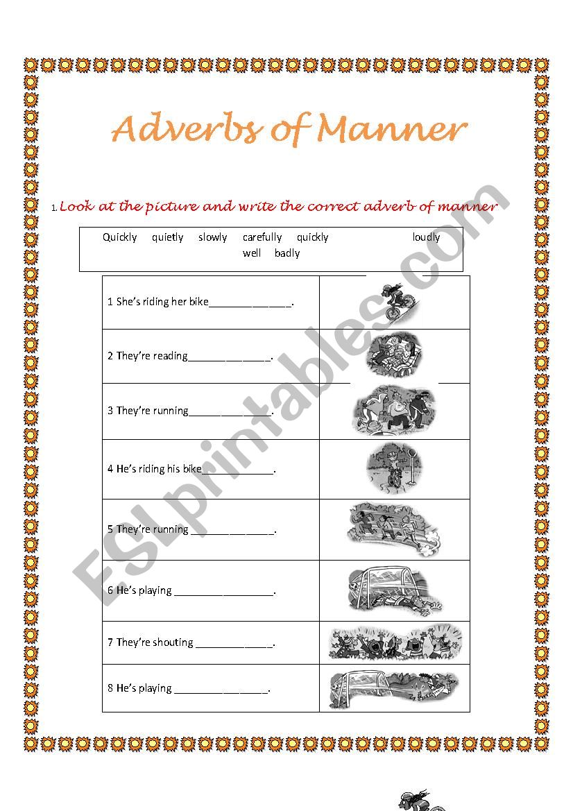 ADVERBS OF MANNER worksheet