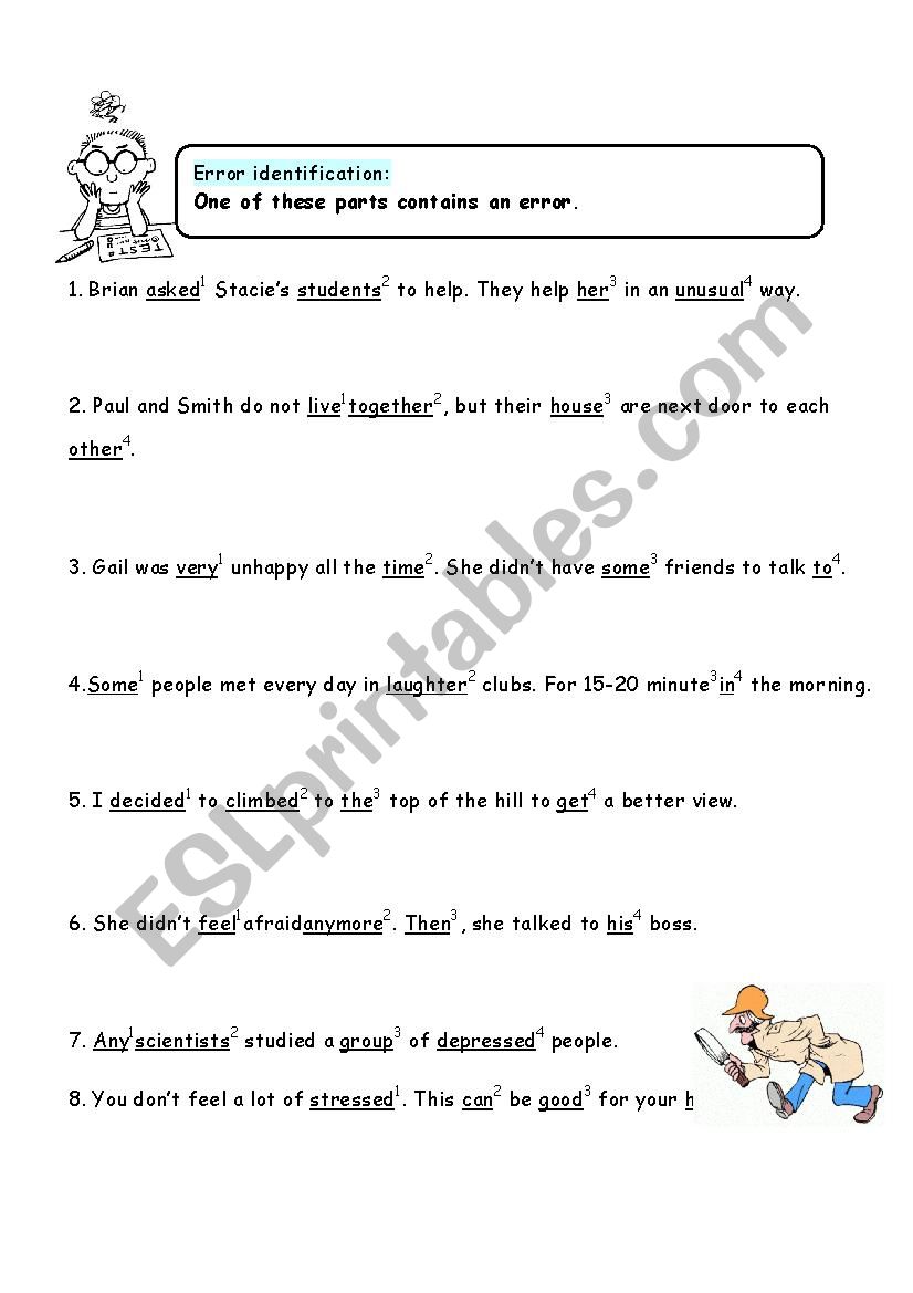 error identification worksheet