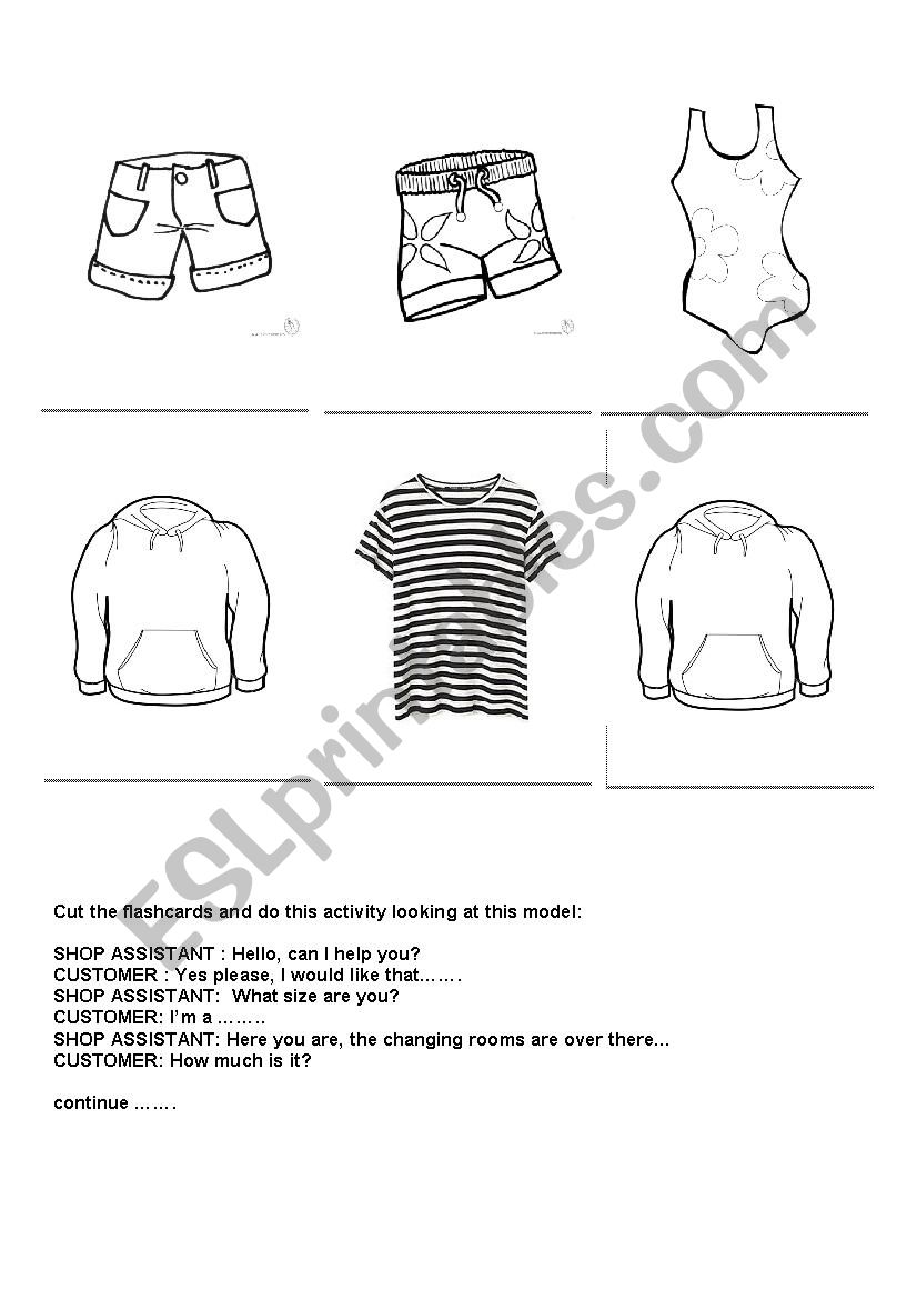 Clothes activity cards  worksheet