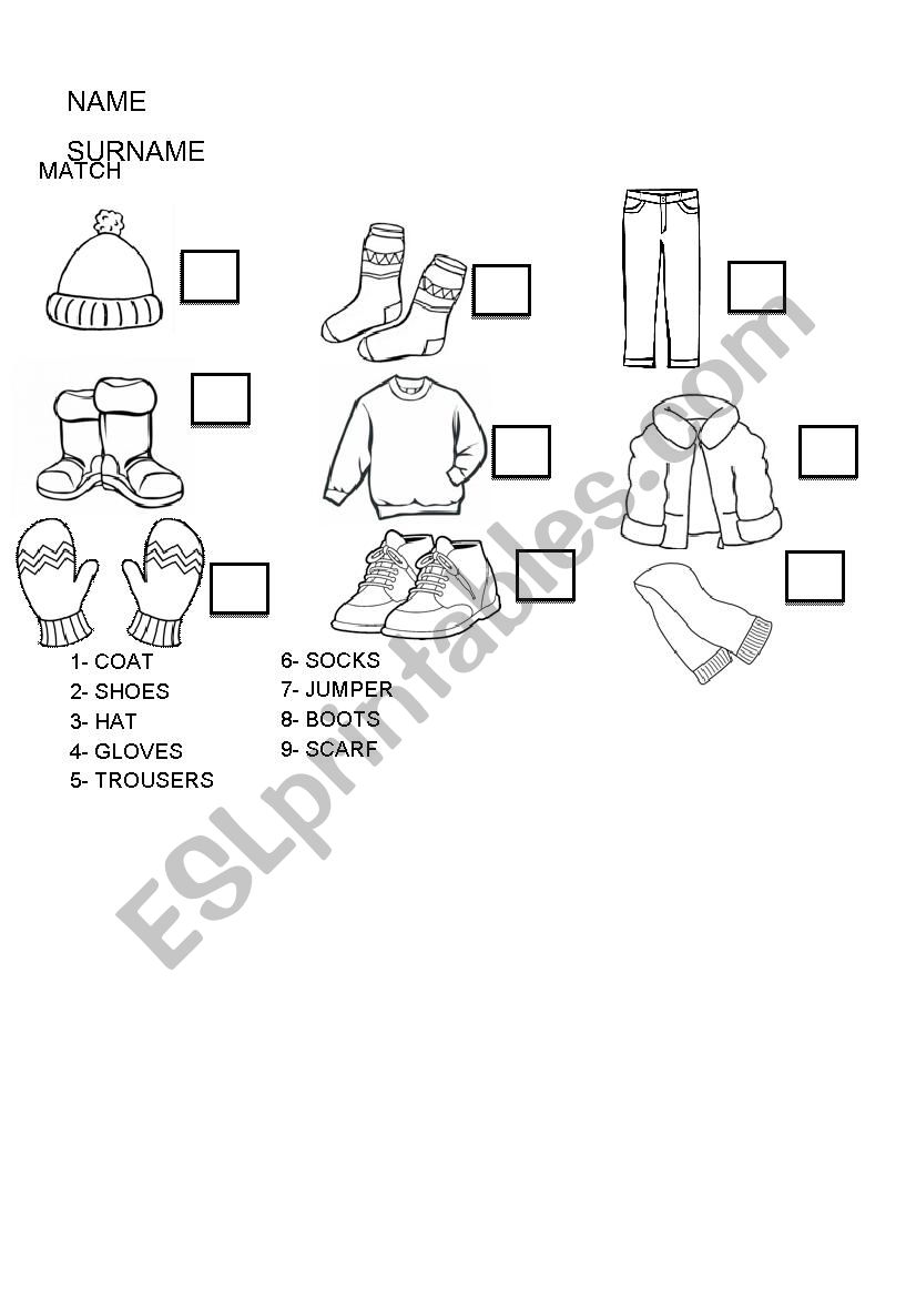 Clothes   worksheet