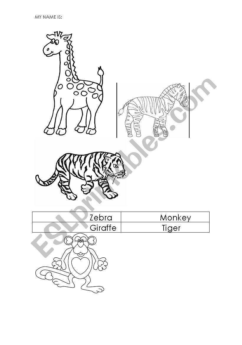 wild animals worksheet