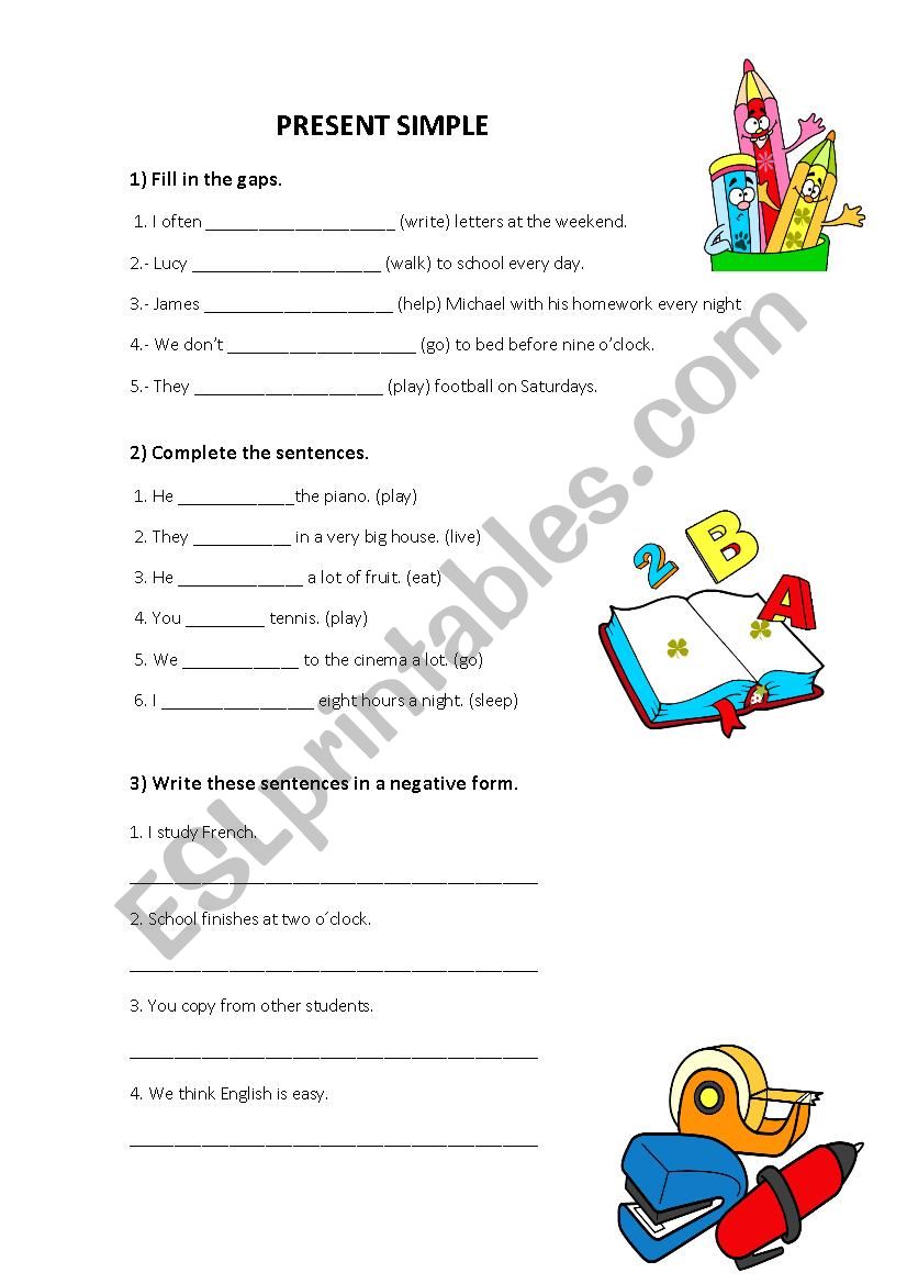 present simple exercises worksheet