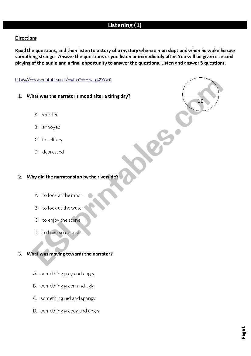 End of a Semester Test worksheet