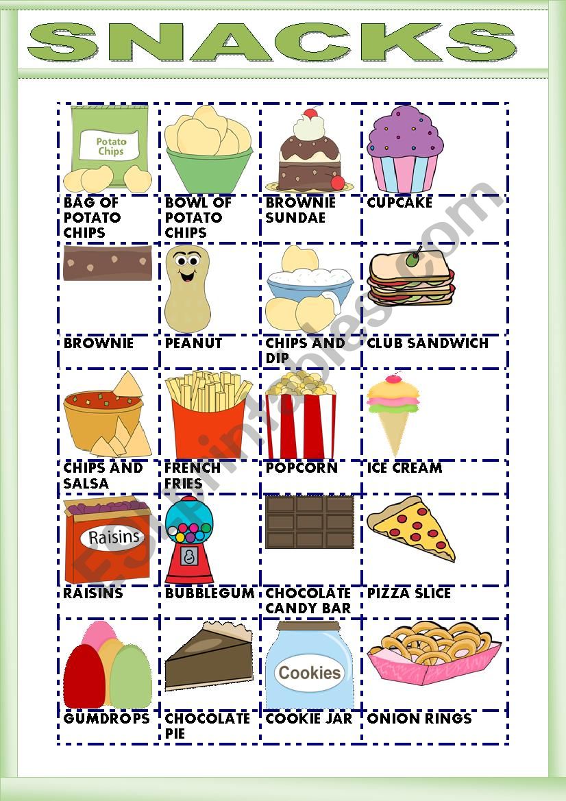 SNACKS worksheet