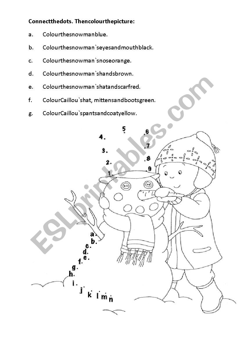 Caillou colouring worksheet