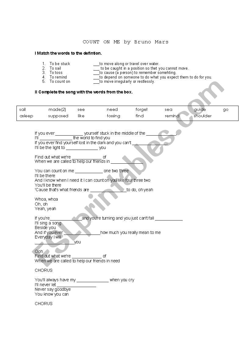 Count on Me worksheet