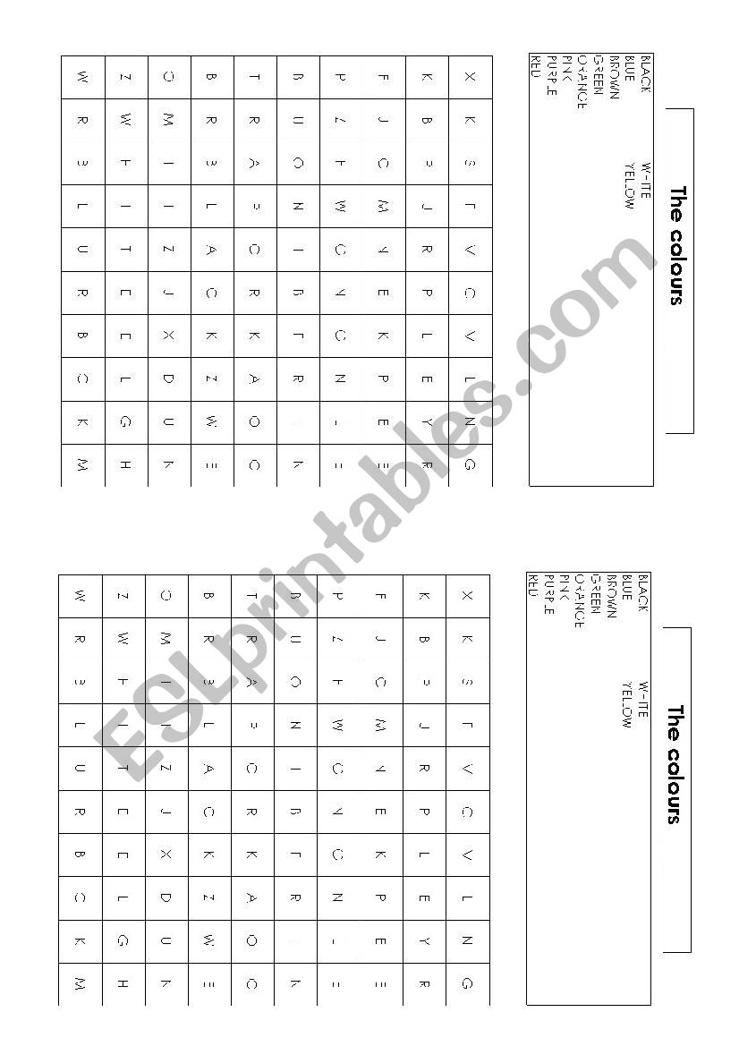 Colours worksheet