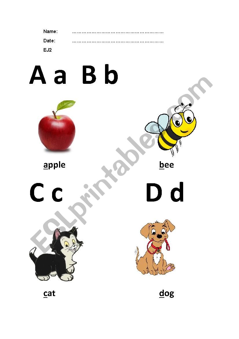 learn the alphabet: letters a,b,c,d