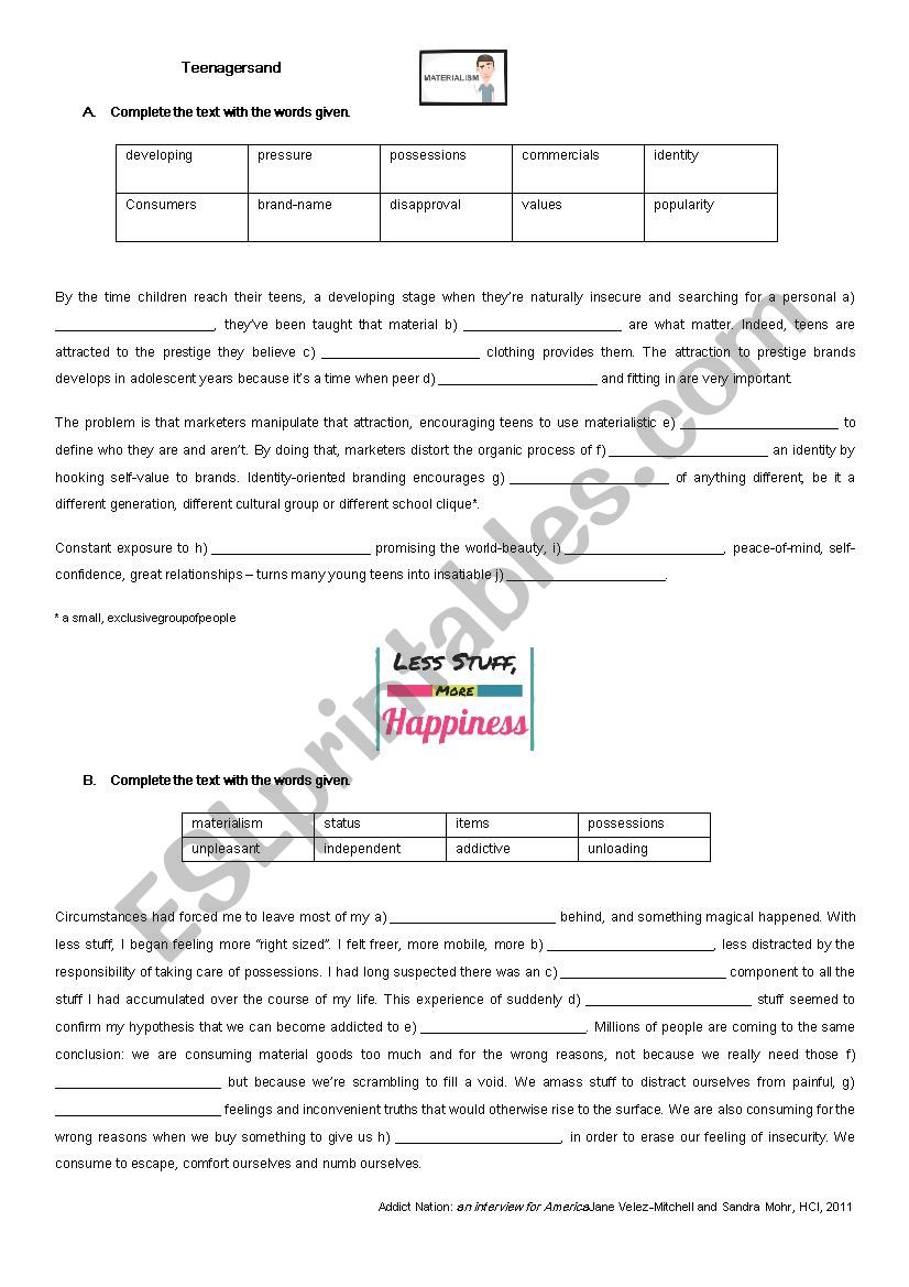 Vocabulary   exercises - Consumerism