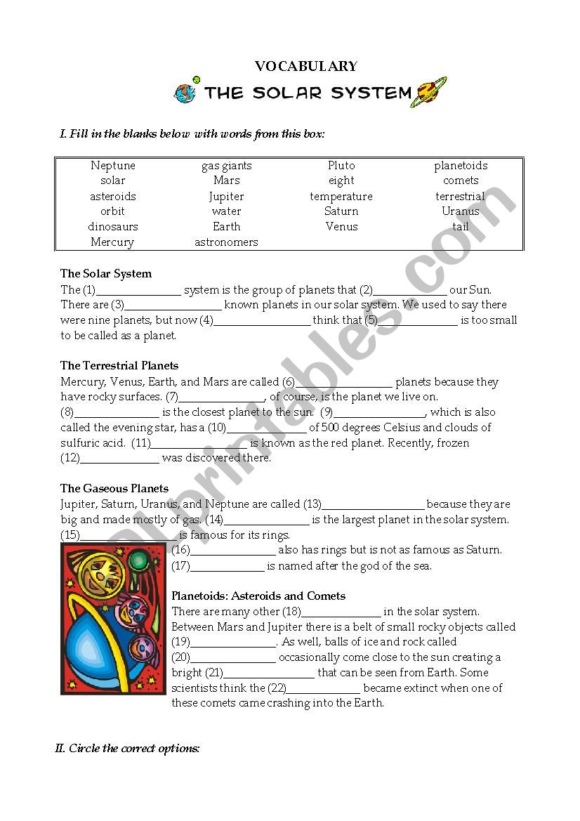 SOLAR SYSTEM worksheet