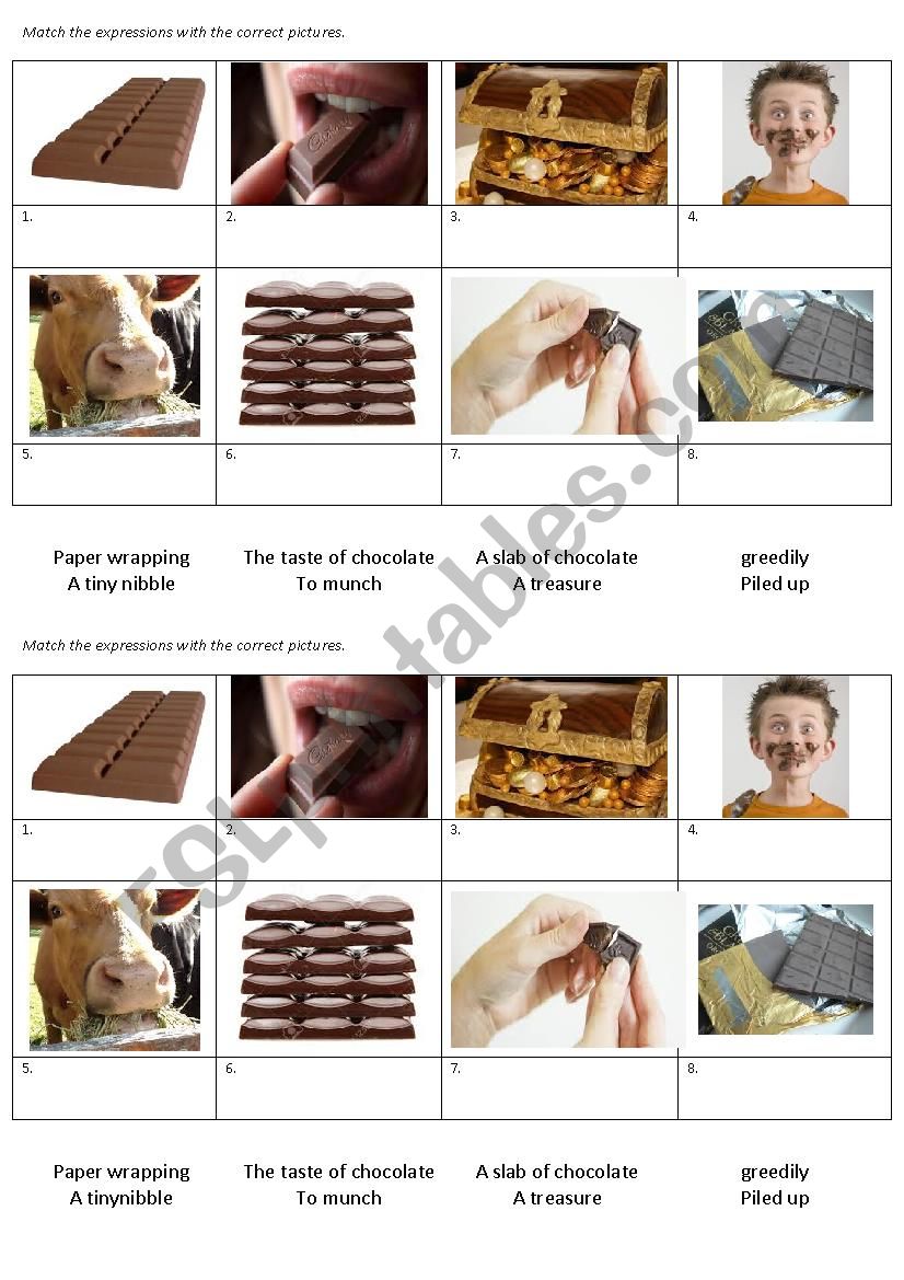 chocolate worksheet