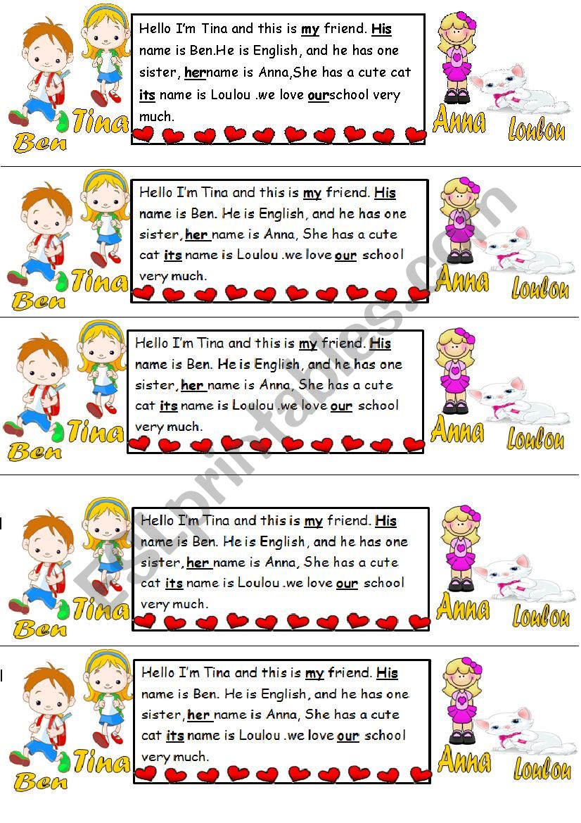 personal pronouns and possessive adjectives text 