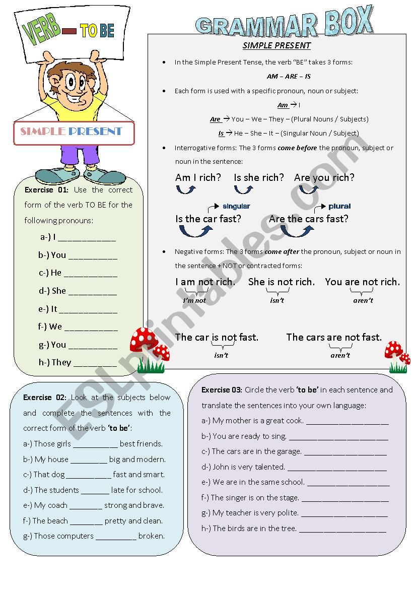 VERB BE - SIMPLE PRESENT worksheet