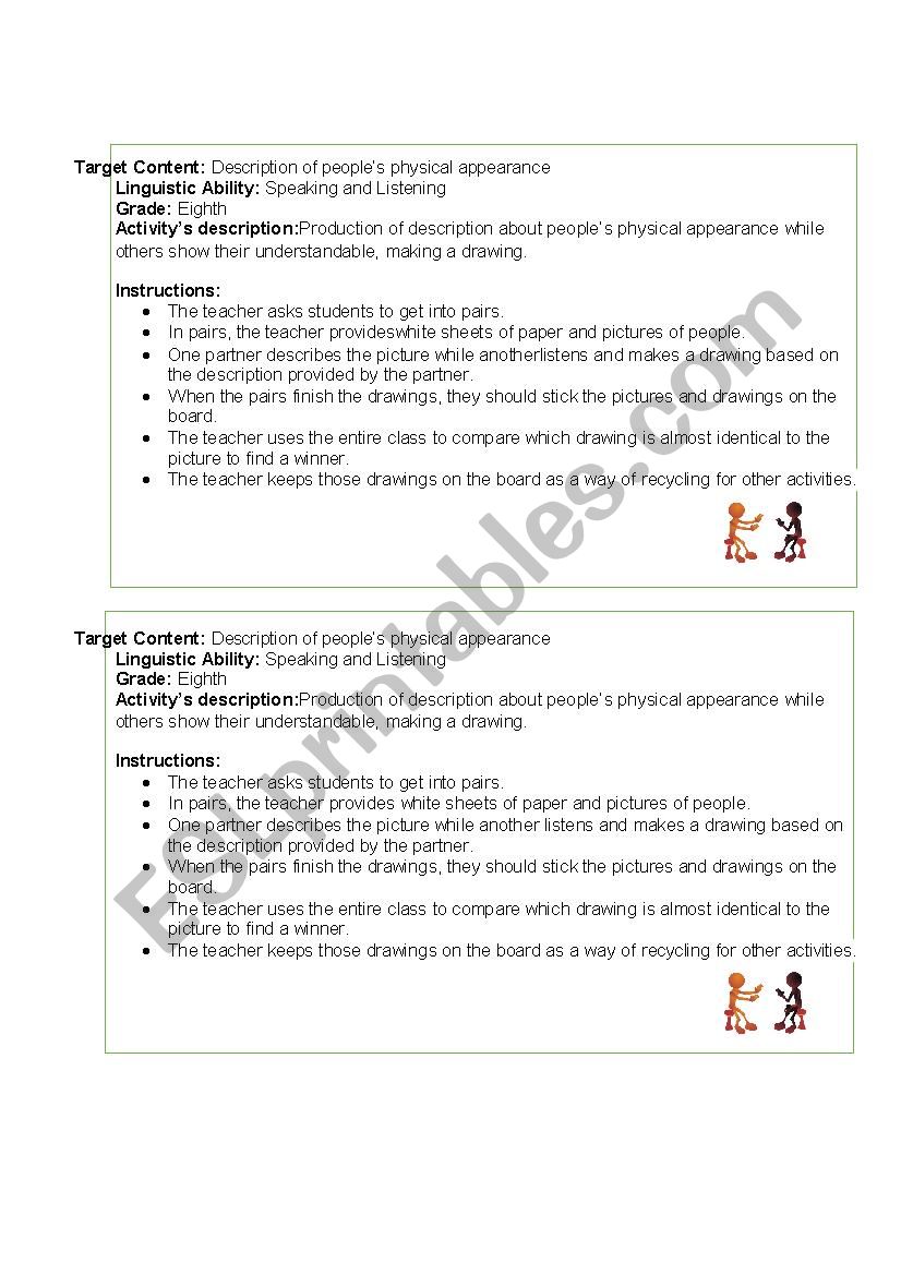 Description of peopleâ€™s physical appearance: warm- up