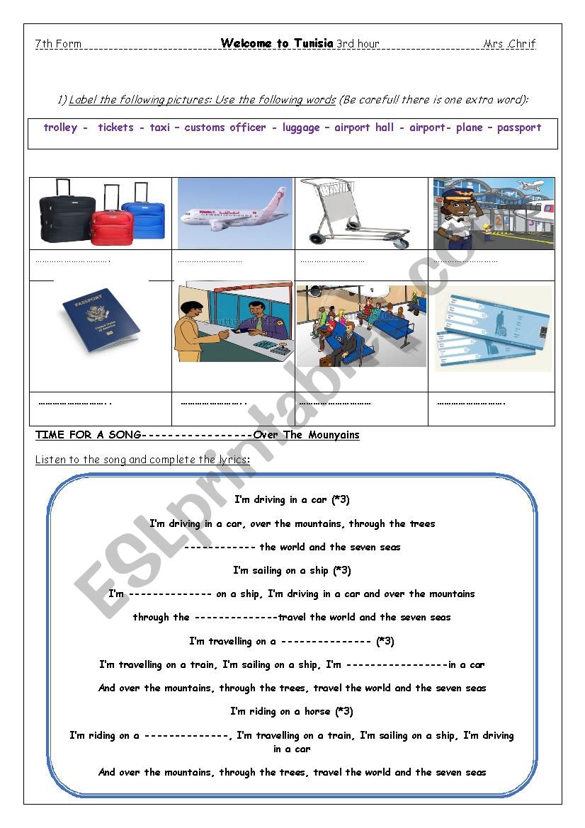 Welcome To Tunisia  worksheet