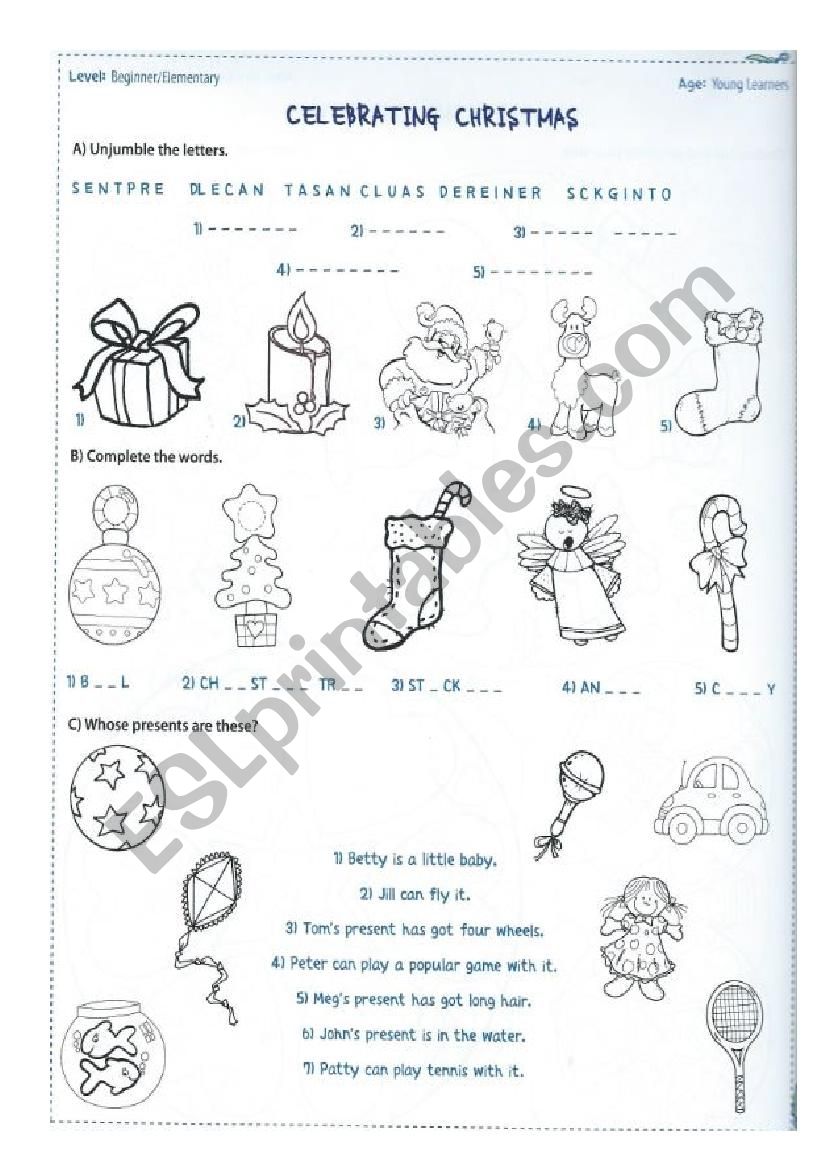 Christmas worksheet