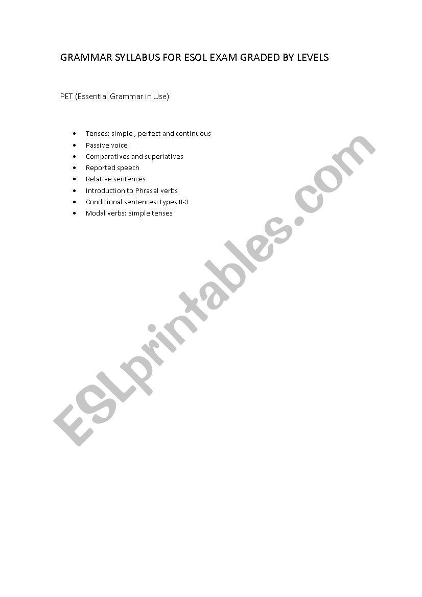 PET Grammar exercises worksheet