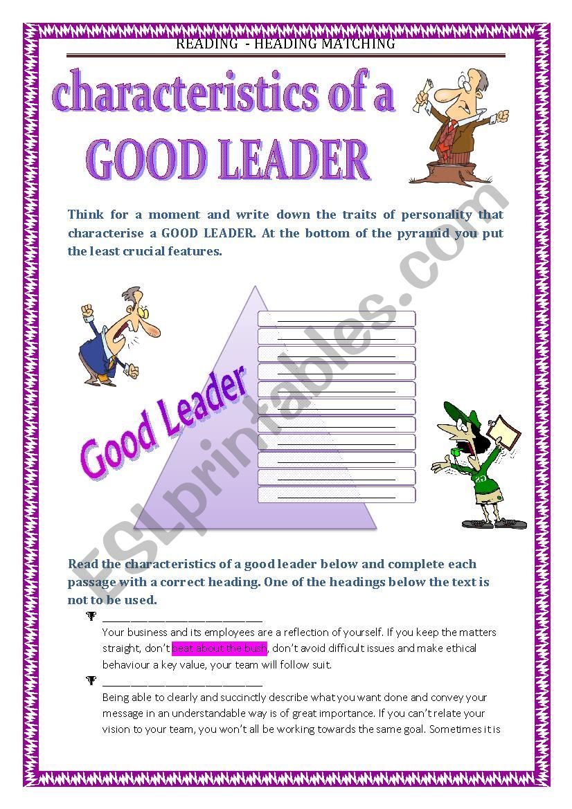 READING  - How to be a good leader + popular idioms