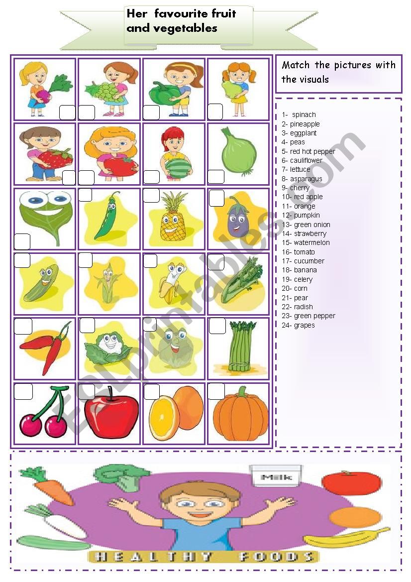 fruit and vegetables worksheet