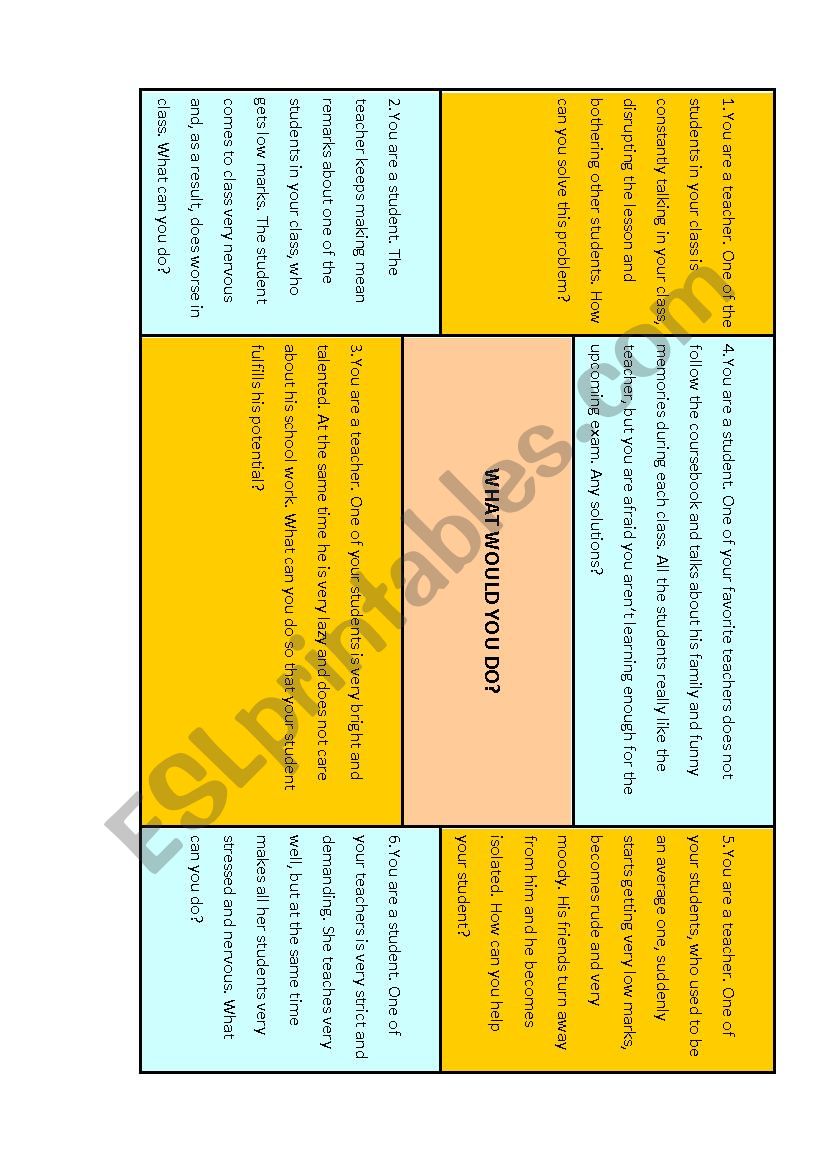 Teacher/Student Dilemmas Speaking Activity