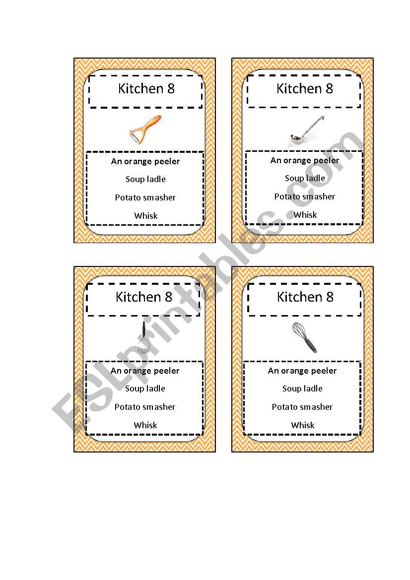 Go fish- kitchen worksheet