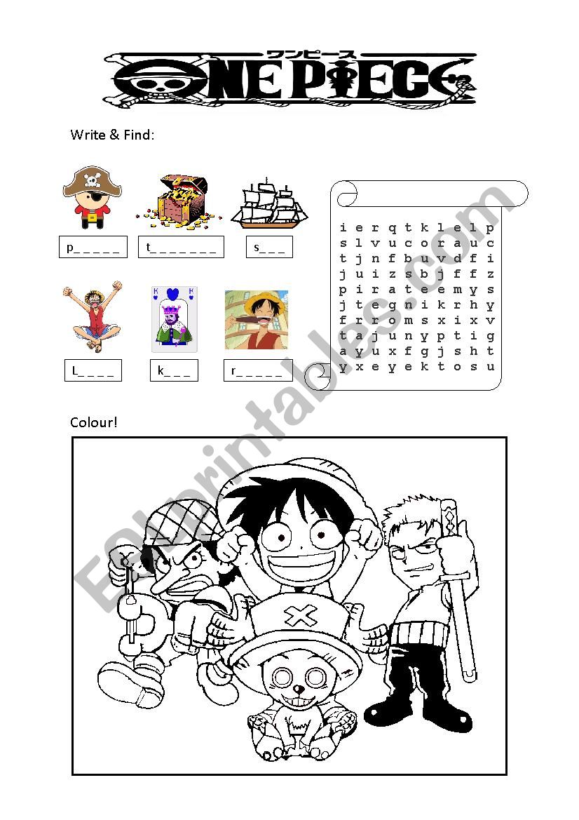 One Piece Worksheet worksheet