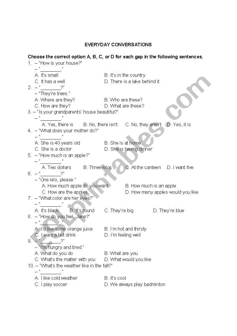 everyday-conversations-2-multiple-choice-questions-esl-worksheet-by-mia2806
