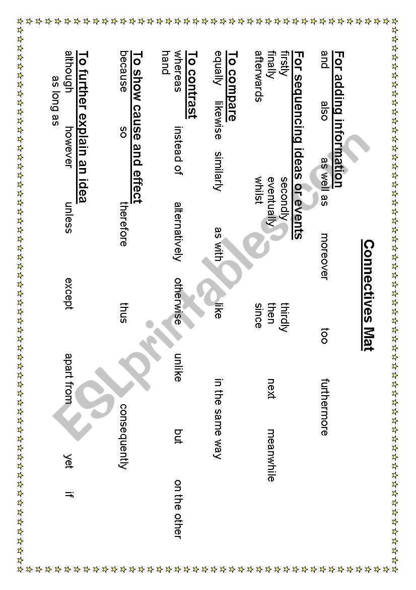 Conjunction Mat worksheet