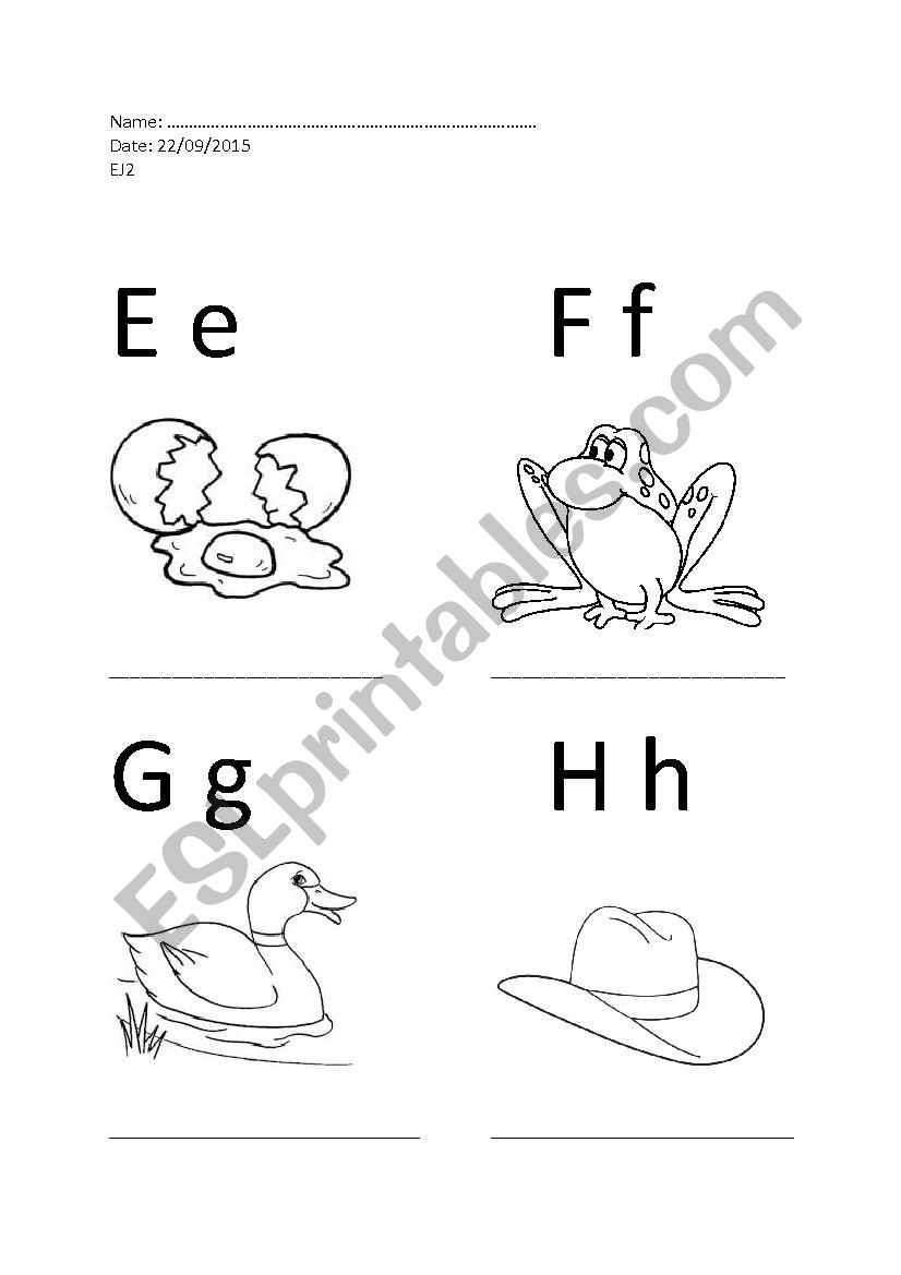 Naming the pictures worksheet