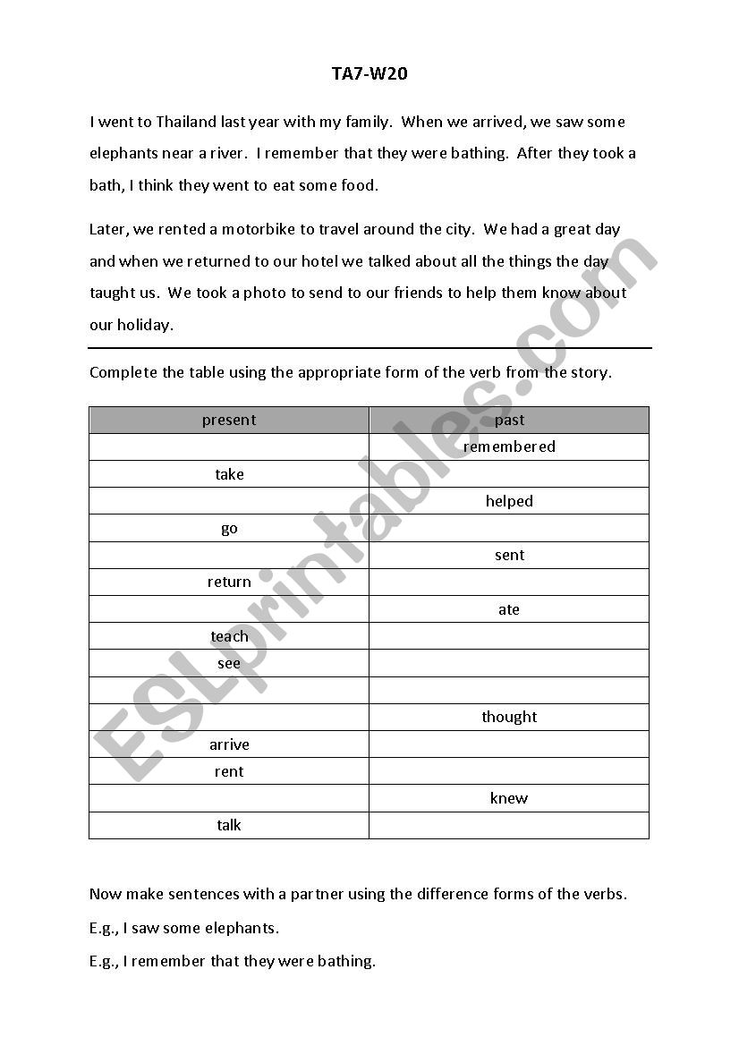 Past Simple worksheet worksheet