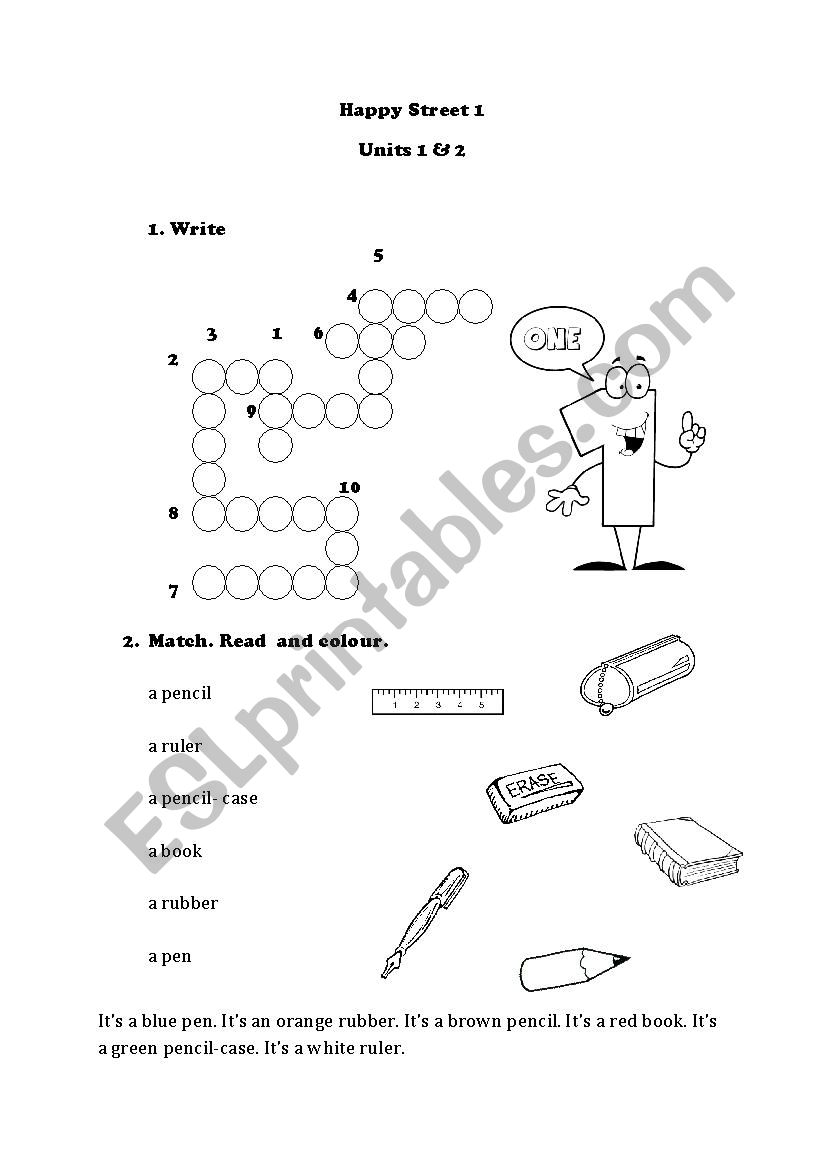 Happy Street Units 1 & 2 worksheet