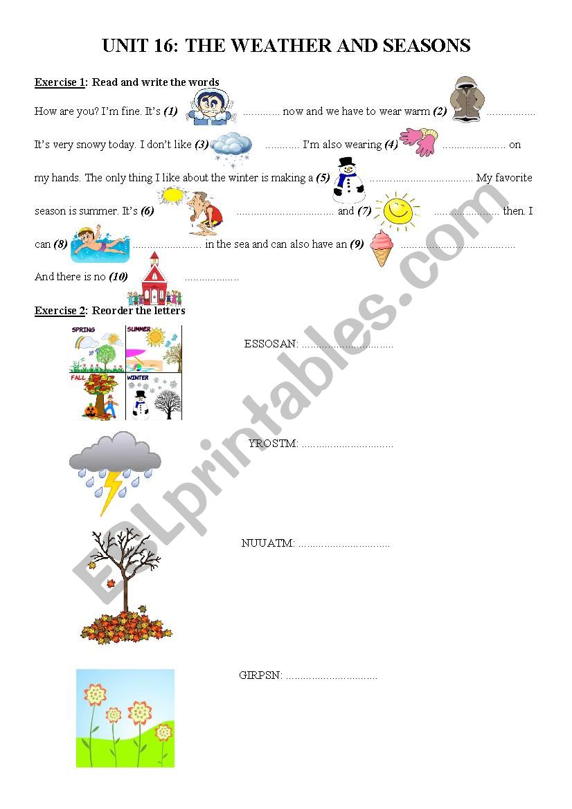 Grade 5 _Unit 16: The weather and seasons