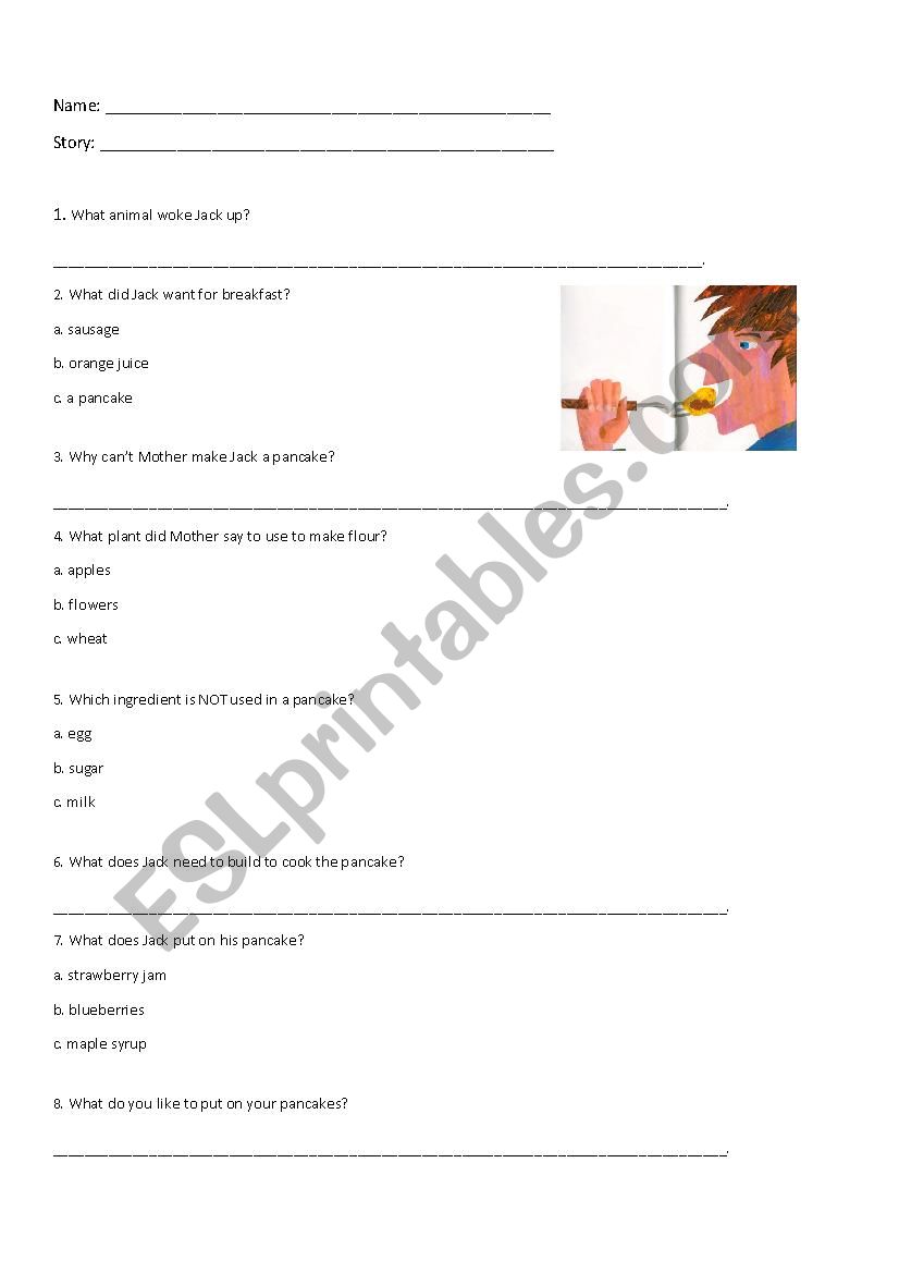 Pancakes, Pancakes! worksheet