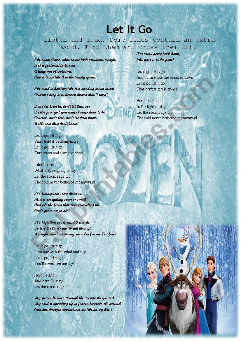 Let It Go worksheet