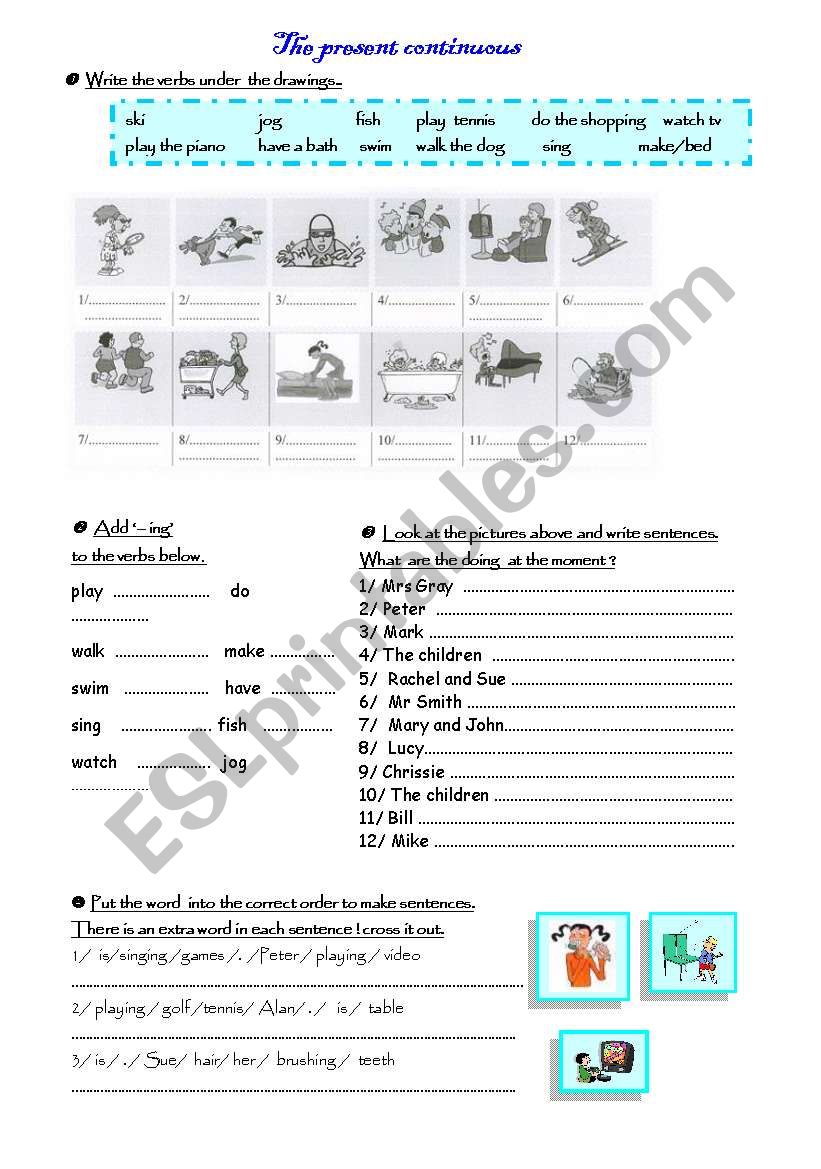 Present continous worksheet