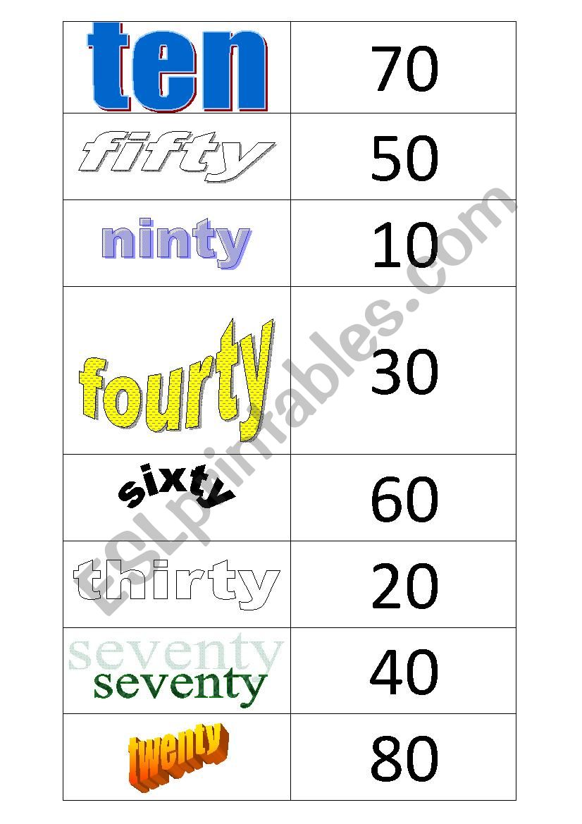 collecting numbers 10-90 worksheet