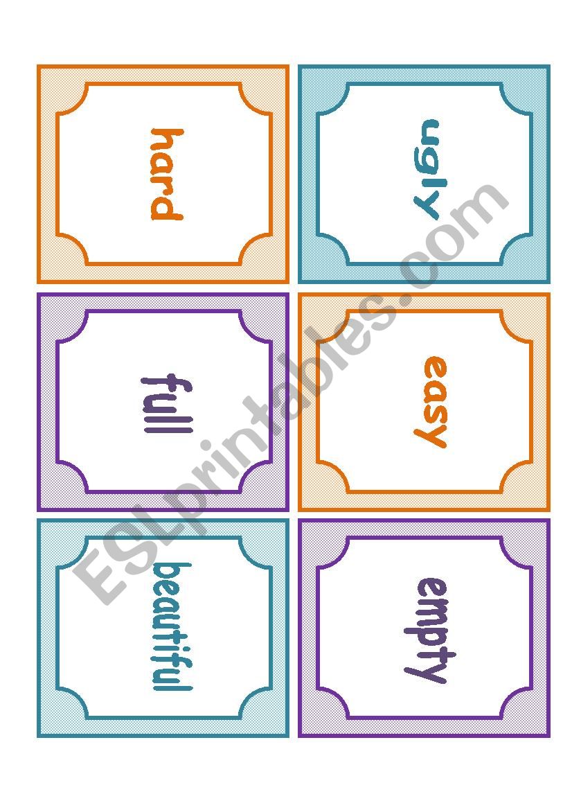 Memory game (adjectives) worksheet