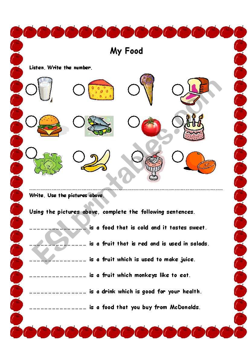 My Food Quiz - ESL worksheet by Azza_20