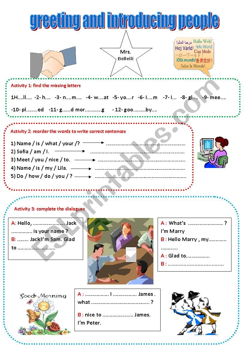 greetings and meeting people worksheet