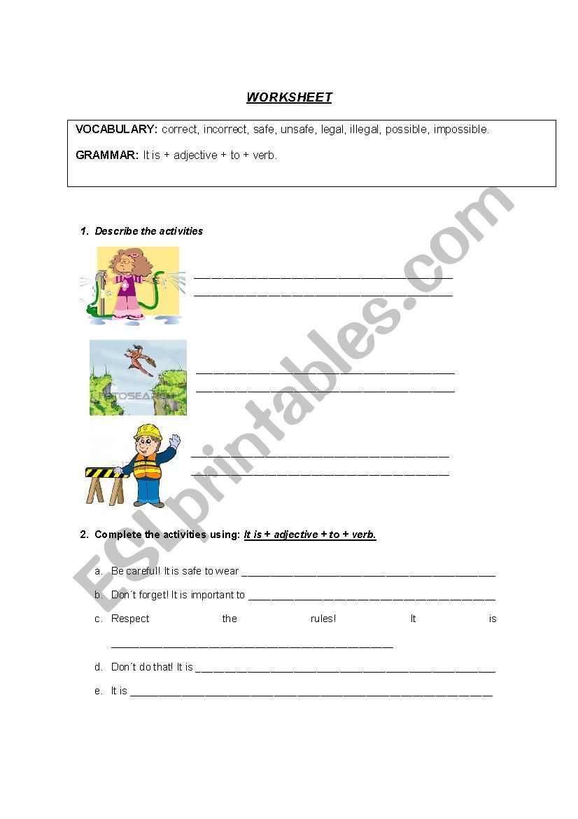 DESCRIBE ACTIVITIES WITH ADJECTIVES
