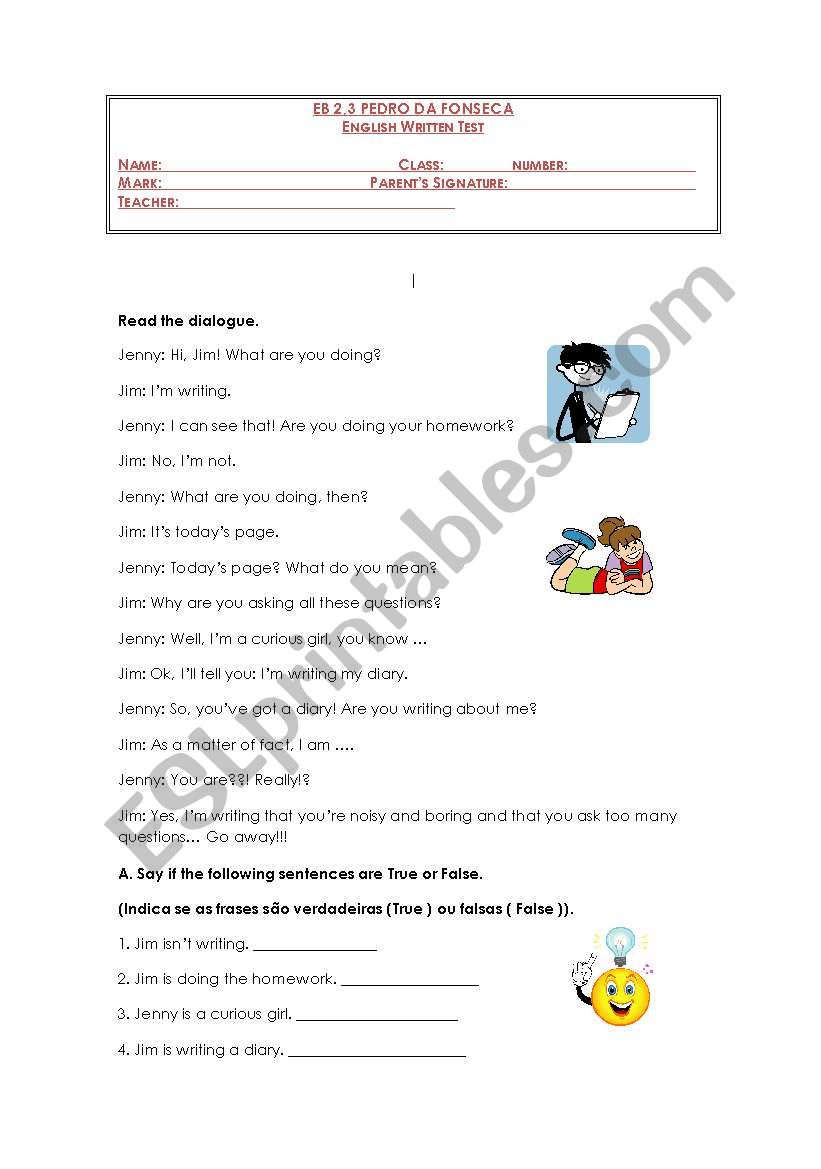 6th year test- Simple Present/Present Continuous