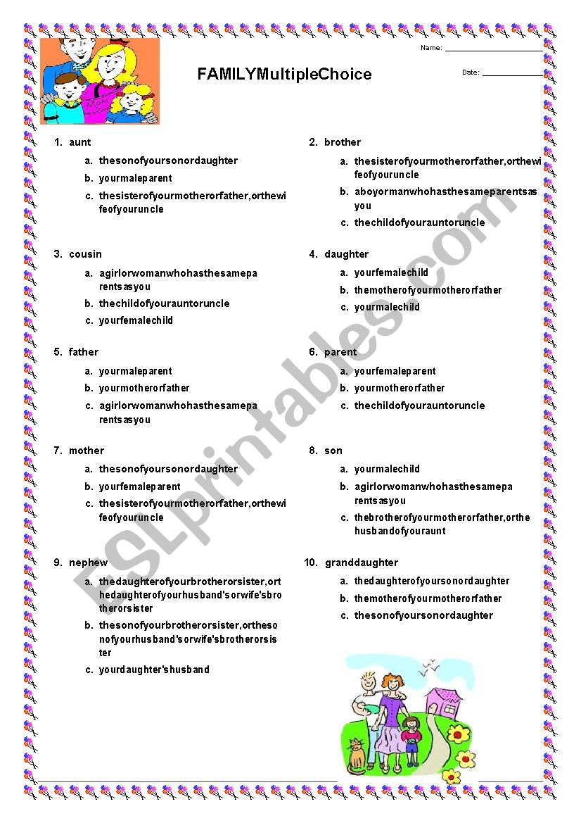 Family - Multiple Choice Activity