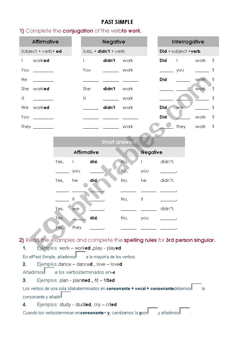 Past Simple worksheet