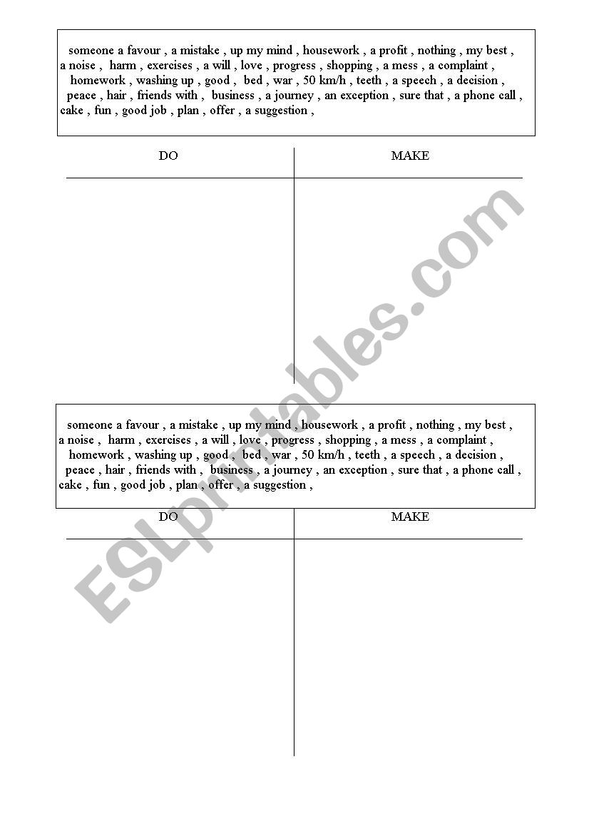 Do & Make worksheet