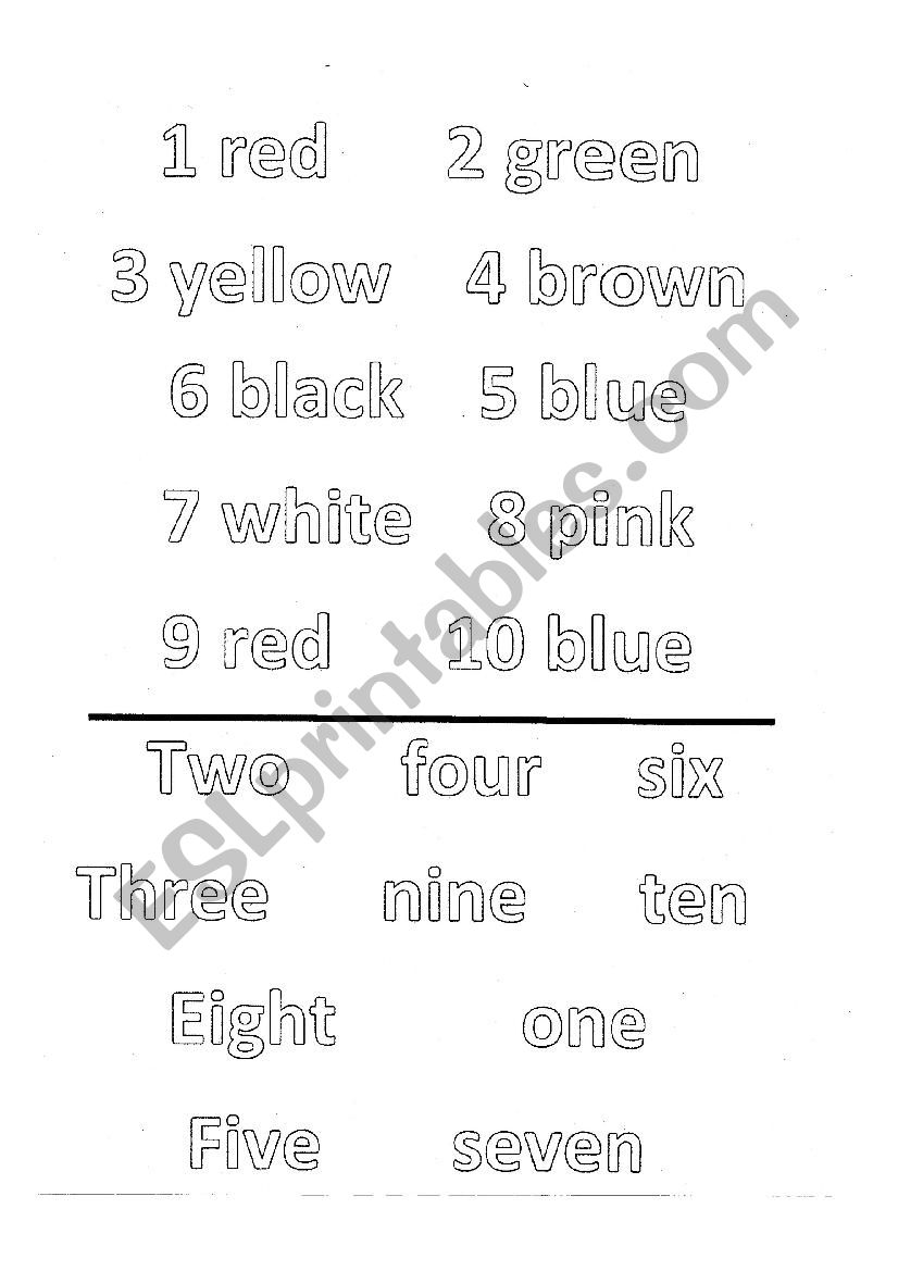 numbers and colours worksheet