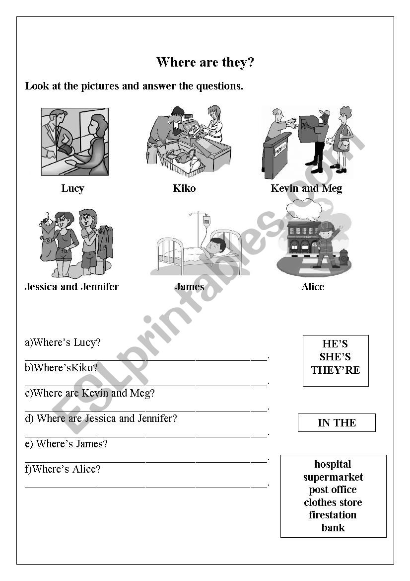 Where are they? worksheet