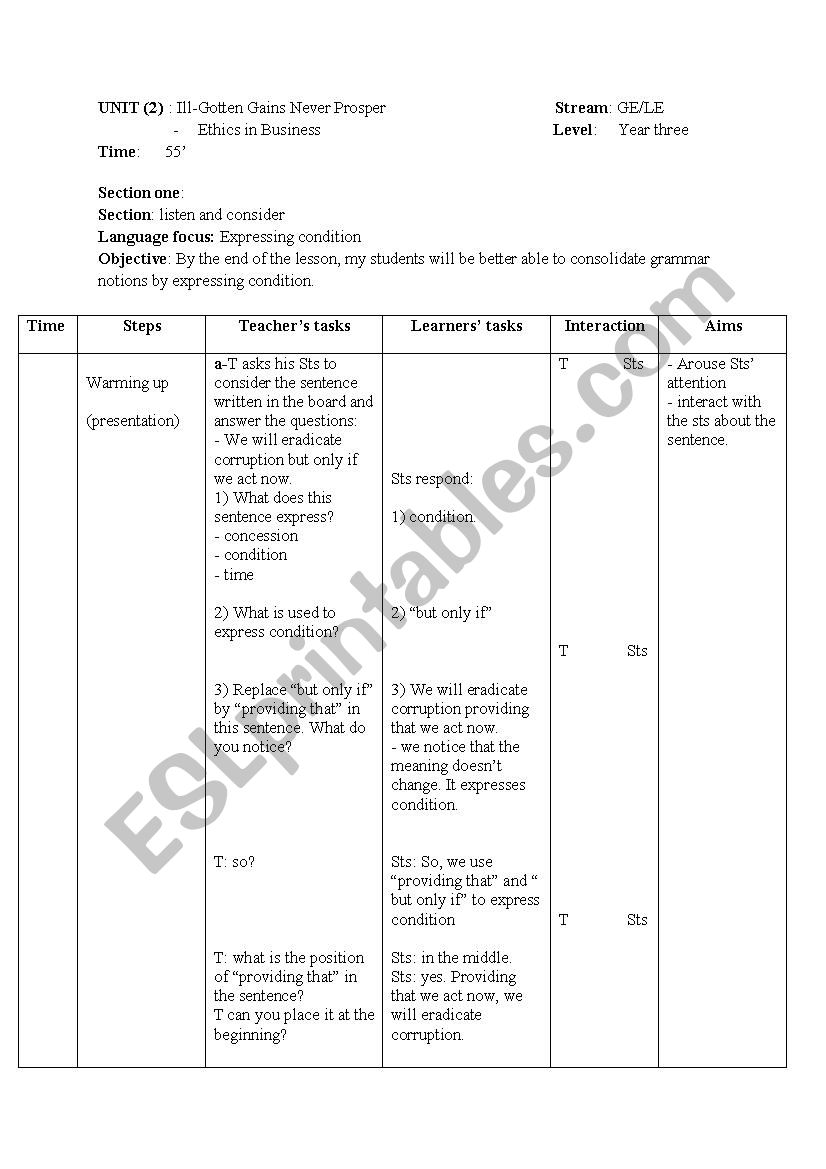 lesson plan worksheet