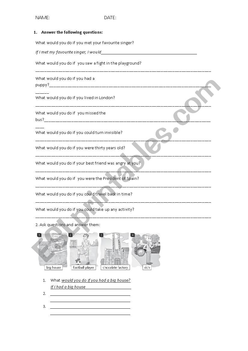 What would you do if...? worksheet