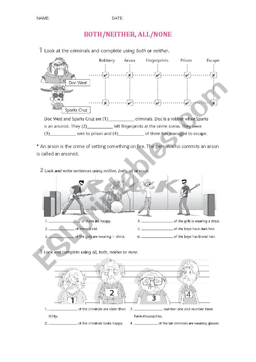 Both/neither, all/none worksheet